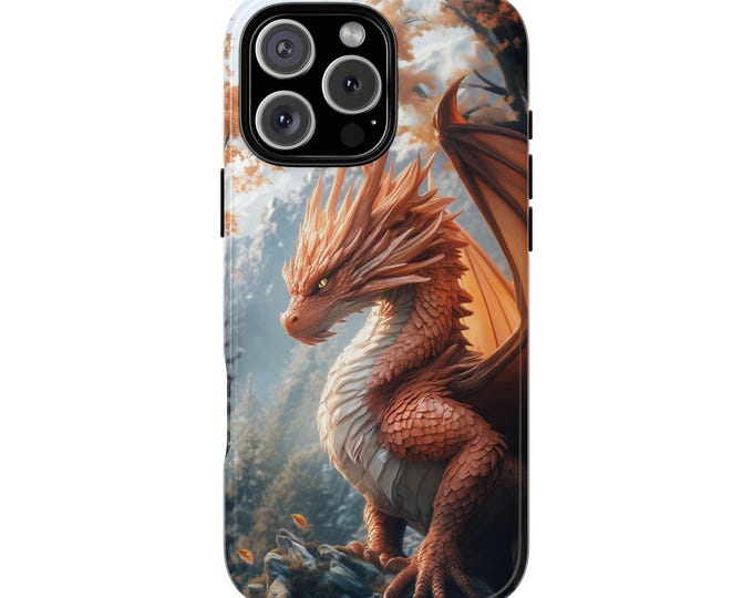 Light Orange Dragon Mystic Forest Phone Case: Tough Cover for iPhone (MagSafe Compatible), Samsung Galaxy, Pixel