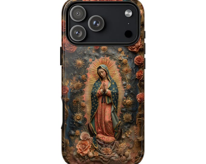 Our Lady Guadalupe Virgin Mary Floral Phone Case: iPhone, Galaxy, Pixel - Lifetime Warranty