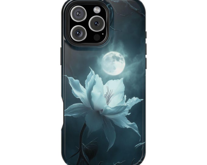 Ghost Orchid White Flower Lunar Moon Night Phone Case: iPhone, Galaxy, Pixel - Lifetime Warranty