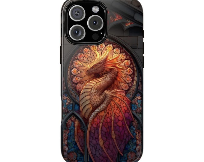 Dragon Cathedral Window Orange Red Phone Case: iPhone, Galaxy, Pixel - Lifetime Warranty