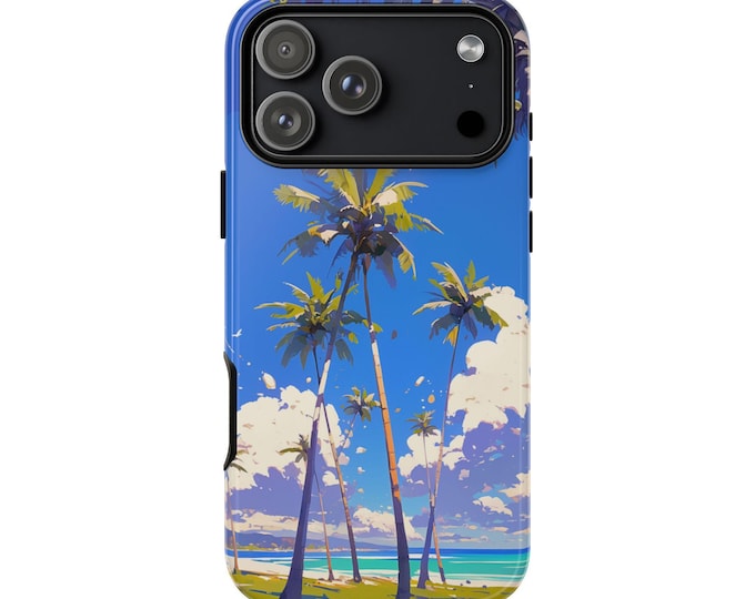 Palm Trees Beach Abstract Paint Phone Case: iPhone, Galaxy, Pixel - Lifetime Warranty