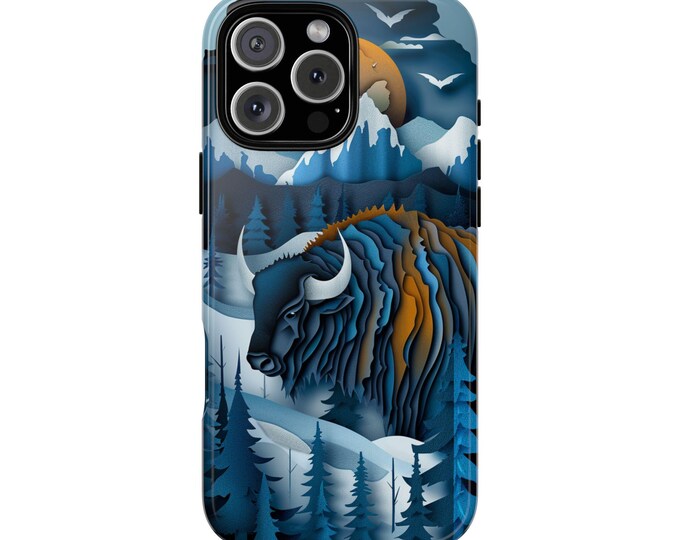 Blue Buffalo Paper Winter Snow Forest Phone Case: iPhone, Galaxy, Pixel - Lifetime Warranty