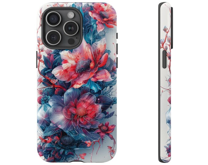 Crystal Flower Pink Blue Phone Case for iPhone | Samsung Galaxy | Google Pixel