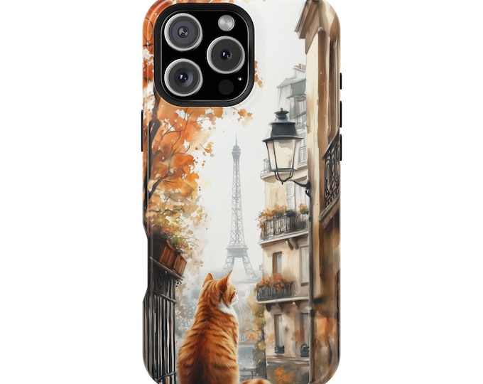 Orange Cat Paris Eiffel Tower Familiar Phone Case: iPhone, Galaxy, Pixel - Lifetime Warranty