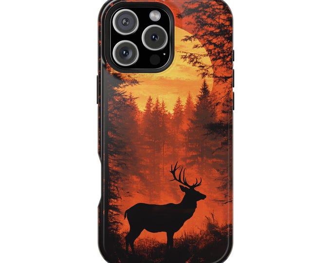 Deer Stag Silhouette Sunset Wilderness Phone Case: iPhone, Galaxy, Pixel - Lifetime Warranty