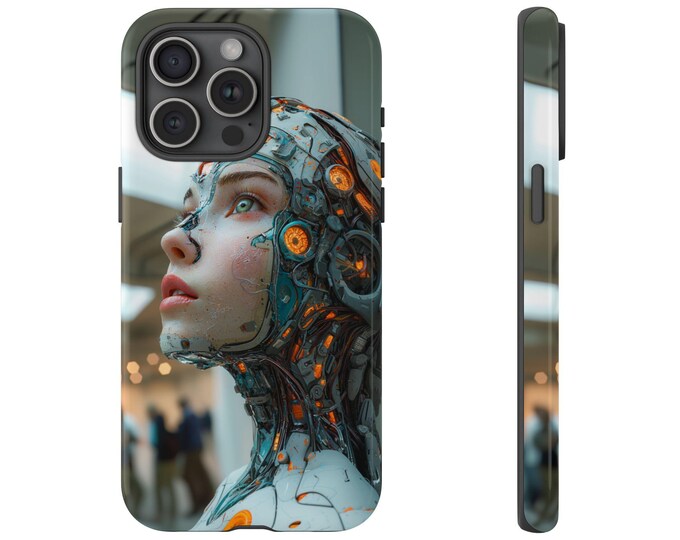 Robot Girl Case, Android Fusion Futuristic Cover, Cyborg Woman Cybernetics Hybrid Design - Phone Case for Samsung Galaxy, iPhone, Pixel