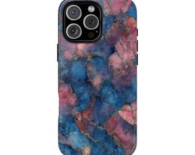 Rose Geode Blue Marble Rock Quartz Phone Case for iPhone, Galaxy, Pixel – Lifetime Warranty