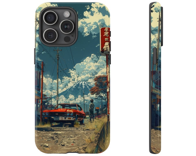 Red Car Mountain Anime Manga Style Phone Case: iPhone, Galaxy, Pixel - Lifetime Warranty