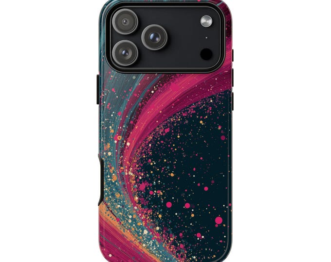 Pink Teal Line Wave Splash Phone Case: iPhone, Galaxy, Pixel - Lifetime Warranty