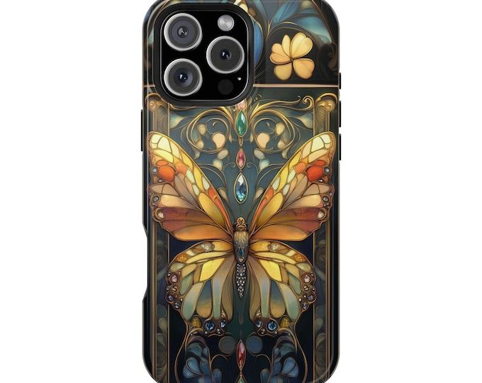 Art Nouveau Butterfly Gold Deco Phone Case: iPhone, Galaxy, Pixel - Lifetime Warranty