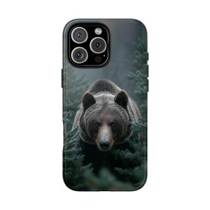 Grizzly Bear Foggy Pine Forest - Custom Phone Case for iPhone (MagSafe Compatible), Samsung Galaxy, Google Pixel - Lifetime Warranty