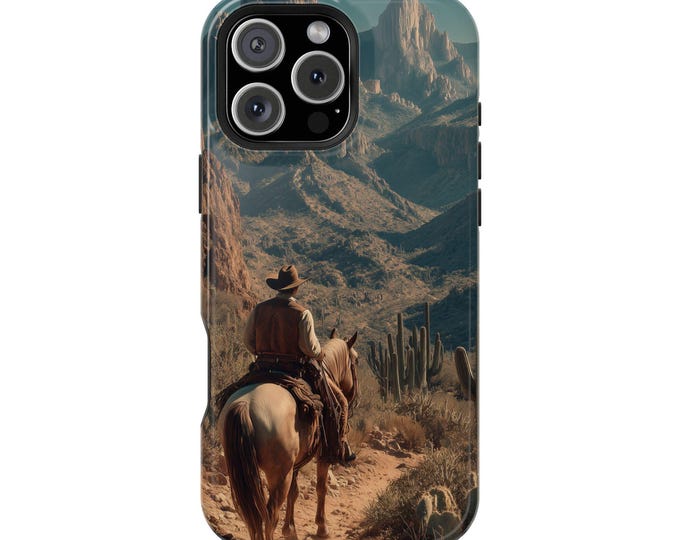 Cowboy Horse Desert Terrain Phone Case: iPhone, Galaxy, Pixel - Lifetime Warranty