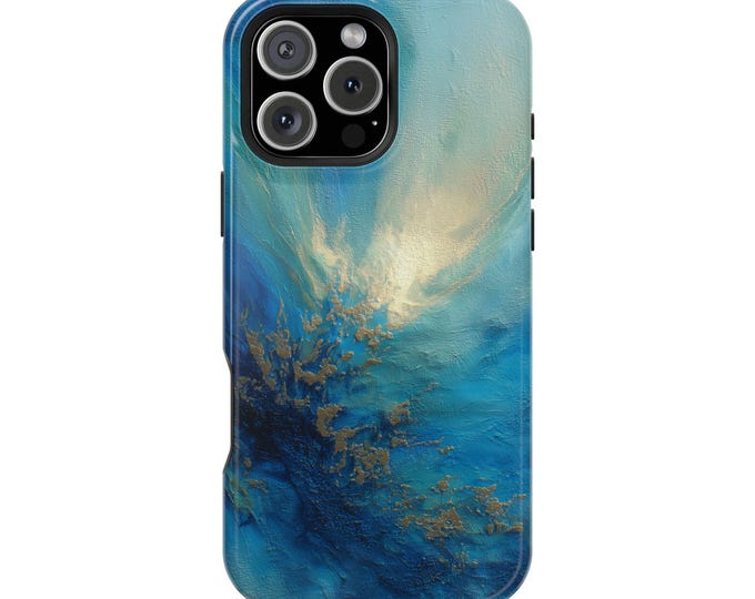 Gradient Sky Blue White Marble Painting Phone Case: iPhone, Galaxy, Pixel - Lifetime Warranty
