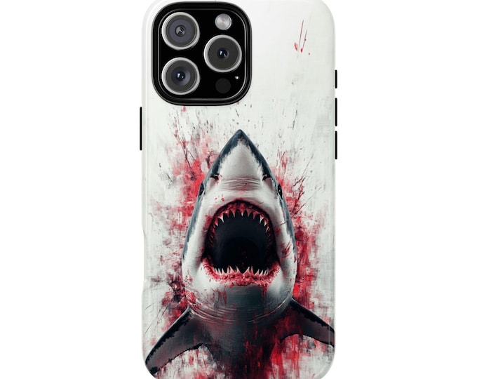 Great White Shark Red Abstract Blood Phone Case: iPhone, Galaxy, Pixel - Lifetime Warranty