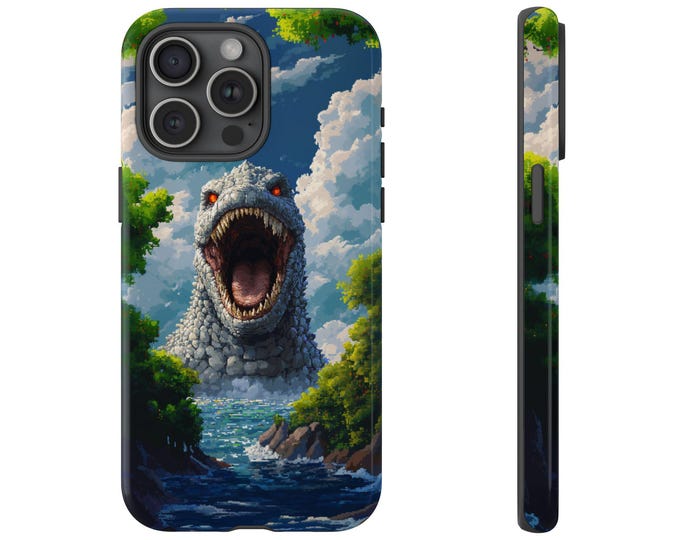 Kaiju Monster Pixelated Art Phone Case: iPhone, Galaxy, Pixel - Magsafe Wireless Charging