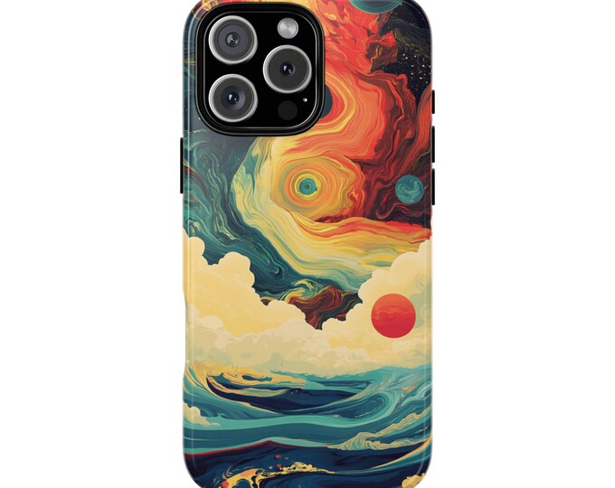 Planetary Ocean Abstract Teal Orange Clouds Phone Case: iPhone, Galaxy, Pixel - Lifetime Warranty