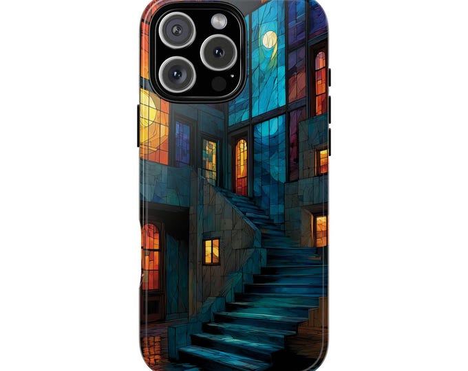 Surreal Stairs Stained Glass Windows Phone Case: iPhone, Galaxy, Pixel - Lifetime Warranty