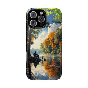 Autumn Lake Fisherman Lake Fishing Scene - Phone Case for iPhone 16 16e 15 14 13 Pro Max | Galaxy S25 S24 S23 | Pixel 9 9a | Wireless Cover