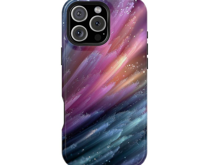 Cosmic Aurora Streaks Pink Turquoise Phone Case: iPhone, Galaxy, Pixel - Lifetime Warranty