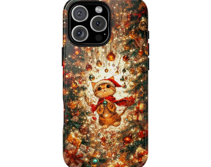 Christmas Cat Tree Ornaments Phone Case: iPhone, Galaxy, Pixel - Lifetime Warranty