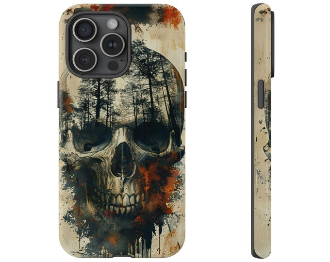 Forest Skull Silhouette Painting Phone Case: iPhone, Galaxy, Pixel - Lifetime Warranty