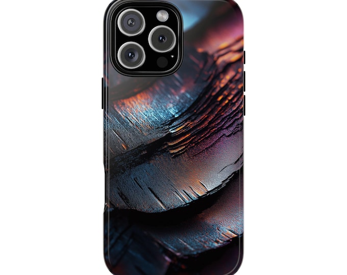 Iridescent Black Charcoal Earth Slate Phone Case: iPhone, Galaxy, Pixel - Lifetime Warranty