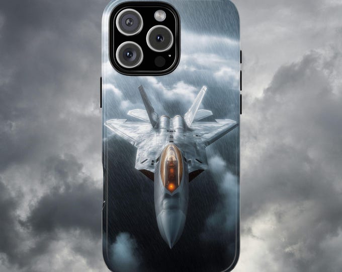 F-22 Raptor Jet Military Plane F22 Clouds Phone Case: iPhone, Samsung Galaxy, Pixel - MagSafe Wireless