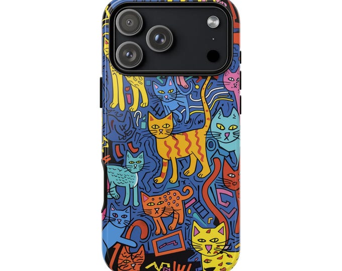 Cat Factory Escape Trippy Abstract Phone Case: iPhone, Galaxy, Pixel - Lifetime Warranty