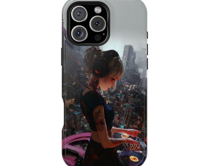 DJ Girl Rooftop City Party Set Phone Case: iPhone, Galaxy, Pixel - Lifetime Warranty