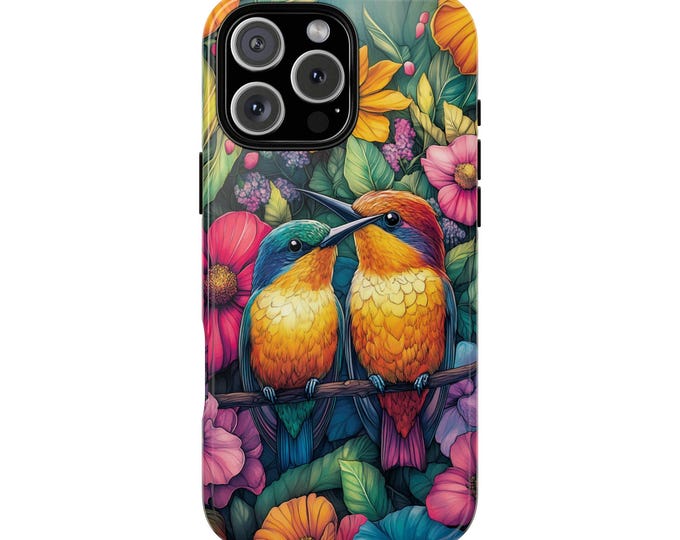 Hummingbirds Tropical Flowers Colorful Tree Phone Case: iPhone, Galaxy, Pixel - Lifetime Warranty