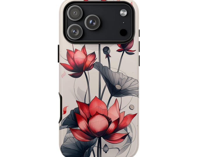 Pink Lotus Lily Magenta Flower Watercolor Phone Case: iPhone, Galaxy, Pixel - Lifetime Warranty