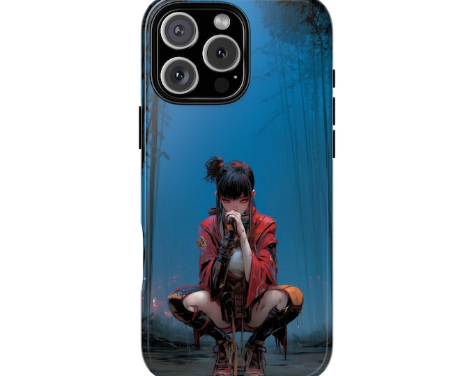 Anime Girl Red Jacket Misty Forest Phone Case: iPhone, Galaxy, Pixel - Lifetime Warranty