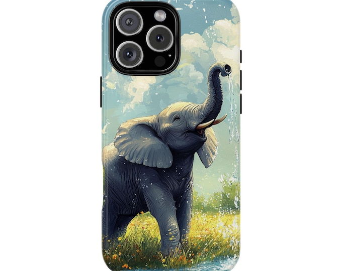 Brushed Elephant Art Water Splash Phone Case: iPhone, Galaxy, Pixel - Lifetime Warranty