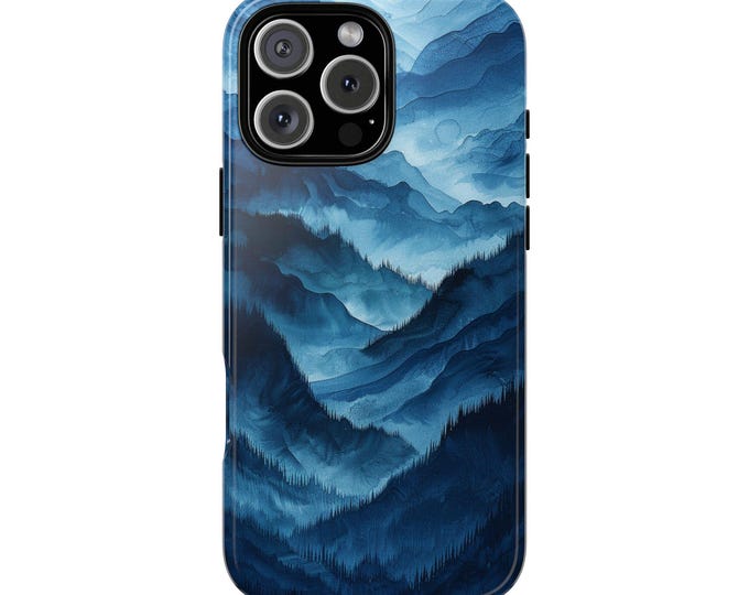 Blue Mountain Range Forest Wilderness Phone Case: Tough Cover for iPhone (MagSafe Compatible), Samsung Galaxy, Pixel