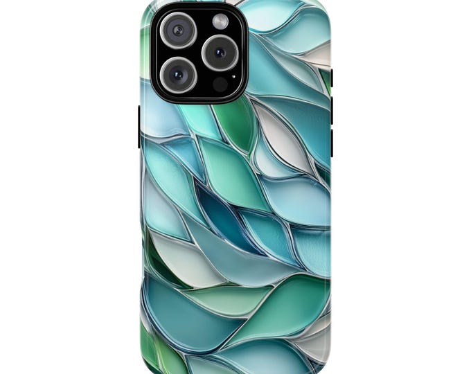 Green Mint Stained Glass Mosaic Phone Case: iPhone, Galaxy, Pixel - Lifetime Warranty