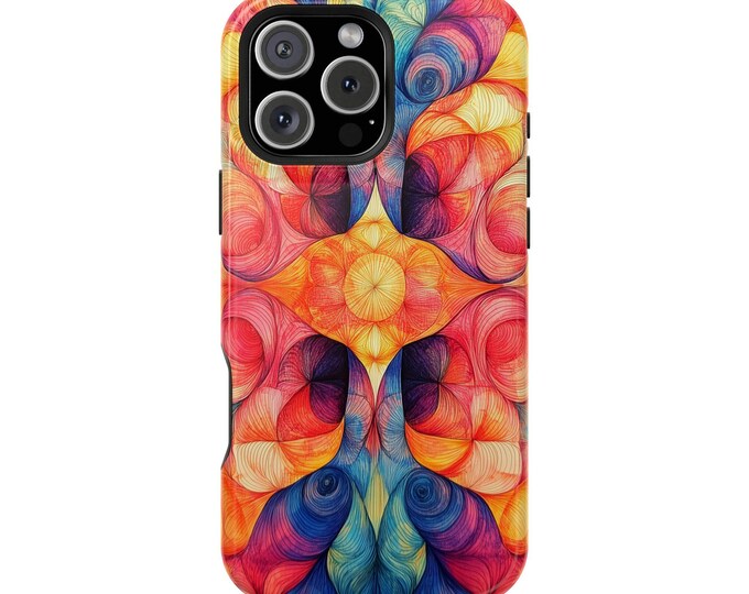 Orange Pink Synchronism Abstract Swirls Phone Case: iPhone, Galaxy, Pixel - Lifetime Warranty