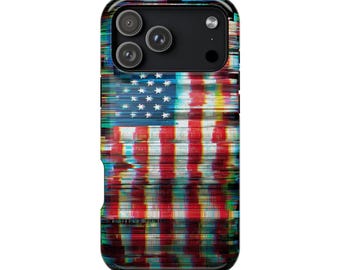 American Flag Glitch USA Patriot Phone Case • Original Artwork • Heavy Duty Protection • Tech Gift • Lifetime Warranty
