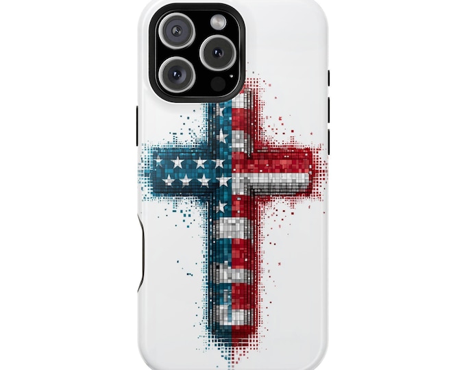 Christian Cross American Block Art Phone Case for iPhone | Samsung Galaxy | Google Pixel