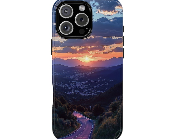 Mountain Valley Road Sunset Journey Highway Sky Phone Case: iPhone, Galaxy, Pixel - Lifetime Warranty