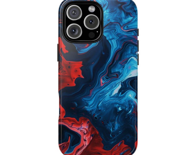 Blue Cherry Red Hydro Dip Liquid Phone Case: iPhone, Galaxy, Pixel - Lifetime Warranty