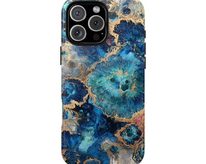 Cobalt Blue Resin Cellular Marble Phone Case: iPhone, Galaxy, Pixel - Lifetime Warranty