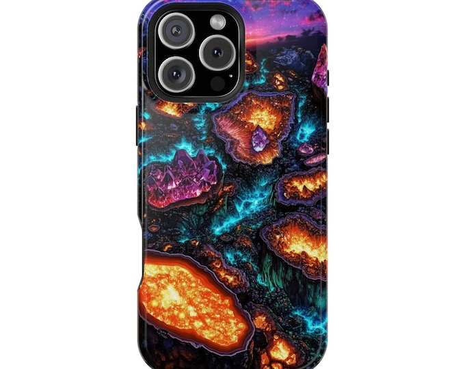 Orange Teal Geode Crystal Abstract Art Phone Case: iPhone, Galaxy, Pixel - Lifetime Warranty