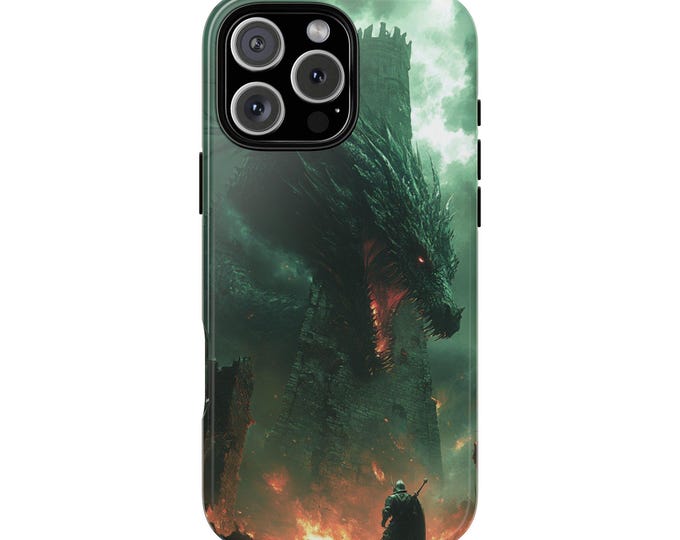 Dragon Tower Knight Warrior Phone Case: iPhone, Galaxy, Pixel - Magsafe Wireless Charging