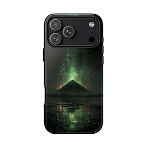 Pyramid Matrix Green Code Glow Phone Case | iPhone, Galaxy, Pixel | Dual Layer Shockproof Cover