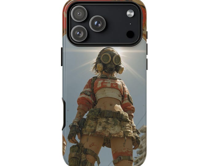 Post Apocalyptic Tactical Gear Girl Phone Case: iPhone, Galaxy, Pixel - Lifetime Warranty