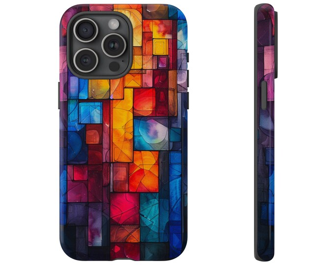 Prism Light Cube Colorful Abstract Shape Blue Orange Phone Case: iPhone, Galaxy, Pixel - Lifetime Warranty