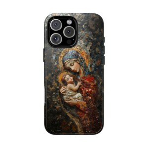 Virgin Mary Baby Jesus Mosaic Our Lady Guadalupe - Impact Phone Case for iPhone Magsafe Compatible | Galaxy | Pixel