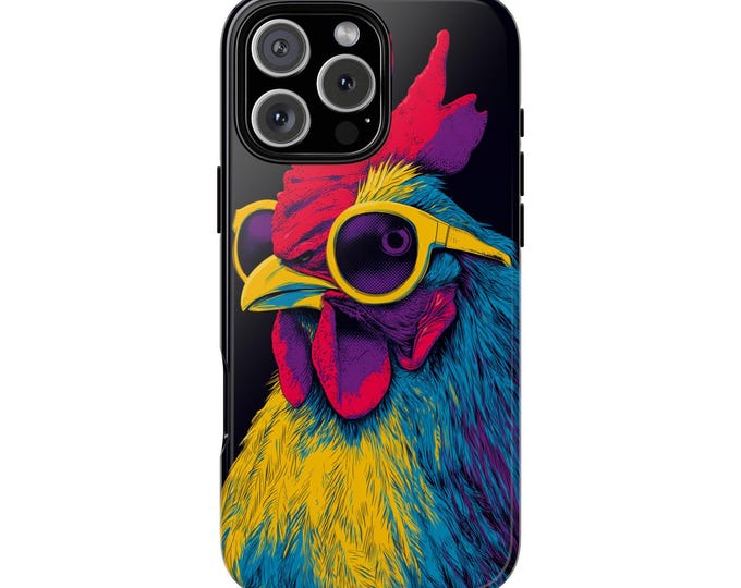 Vector Rooster Chicken Pop Art Phone Case: iPhone, Galaxy, Pixel - Lifetime Warranty