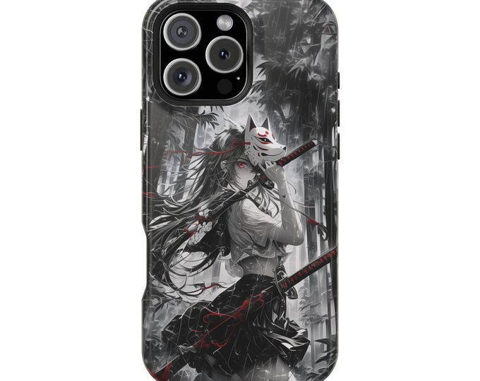 Anime Girl Kitsune Mask Katana Blade Phone Case: iPhone, Galaxy, Pixel - Lifetime Warranty