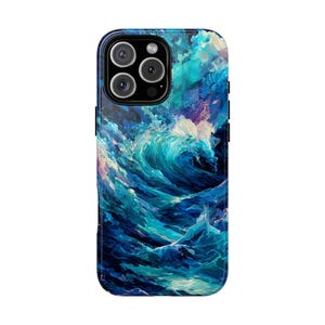 Deep Teal Blue Waves Abstract Ocean - Phone Case for iPhone 16e 16 15 14 13 12 Pro Max | Galaxy S25 S24 | Pixel 9 - Lifetime Warranty